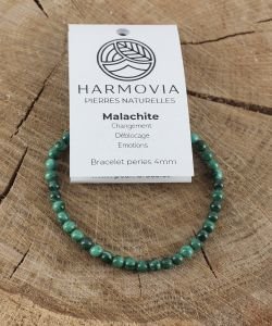 Bracelet 'Light' Malachite 'AA' perles 4mm, 1 part